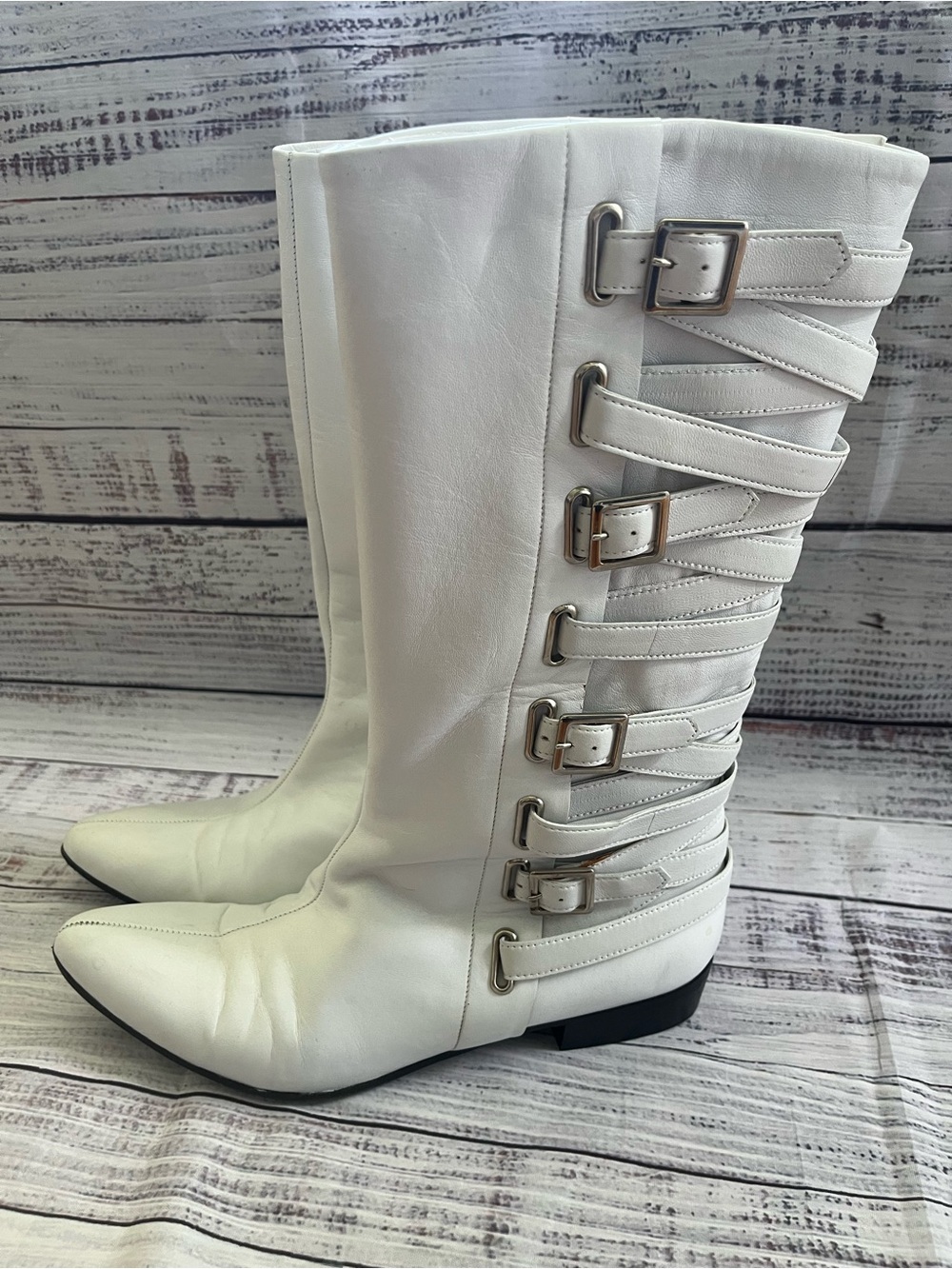 Marc Jacobs Ecru Leather Strappy Leather Buckle Boots In Nappa Ivory Vogue 2003